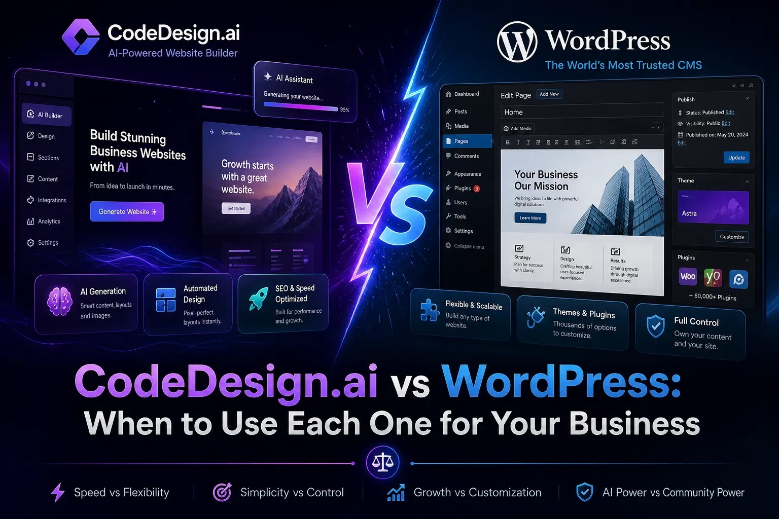 CodeDesign.ai vs WordPress: When to Use Each One for Your Business