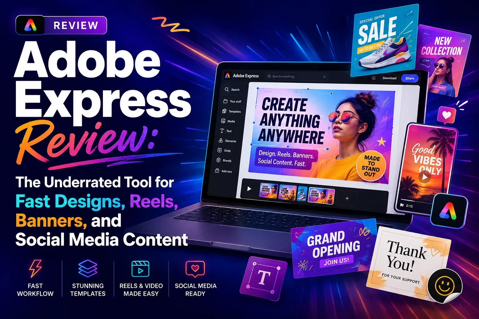 Adobe Express Review: The Underrated Tool for Fast Designs, Reels, Banners, and Social Media Content