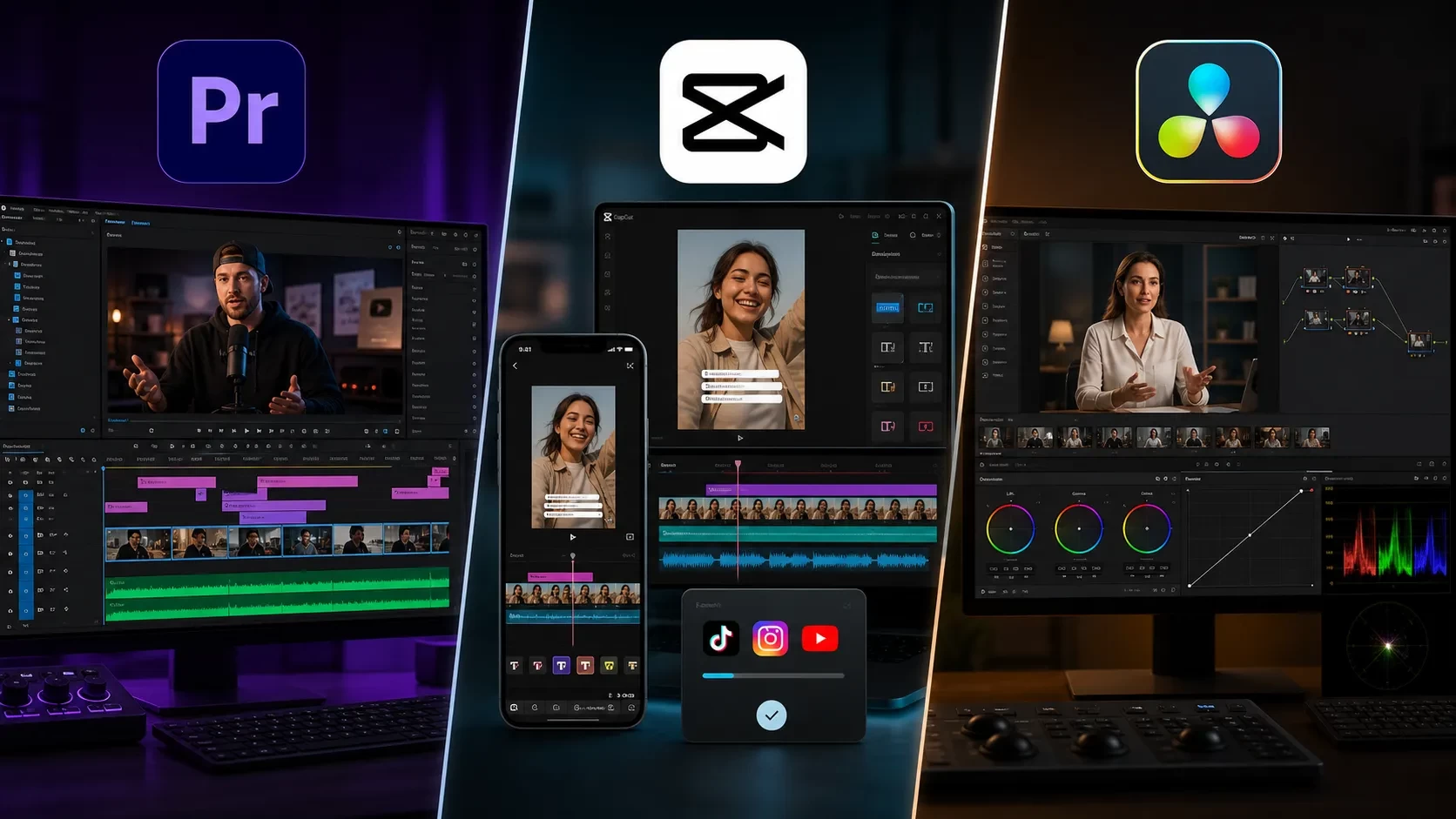 Adobe Premiere Pro vs CapCut vs DaVinci Resolve: Which Video Editor Should You Choose for Social Media, YouTube, and Online Courses?
