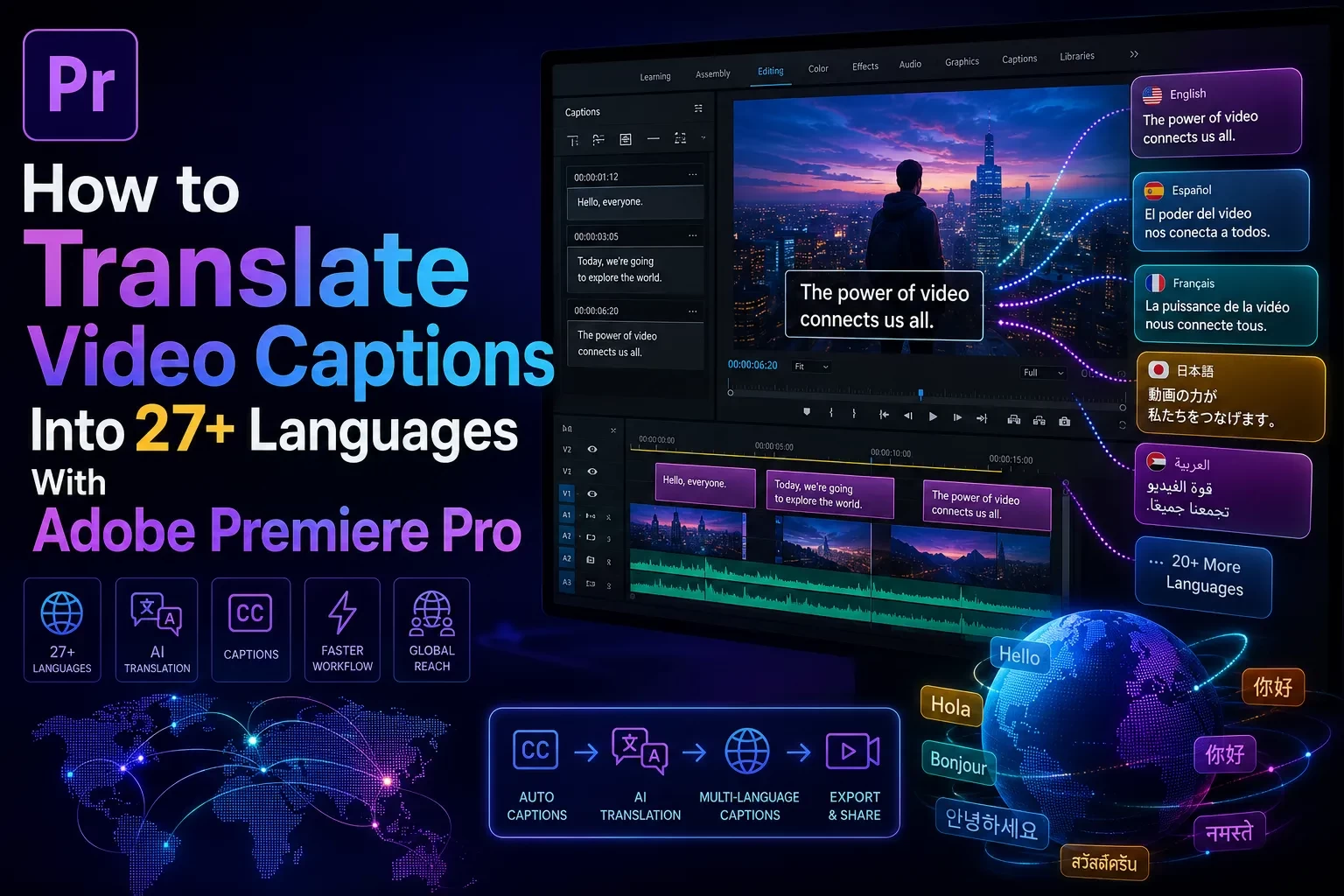 How to Translate Video Captions Into 27+ Languages With Adobe Premiere Pro