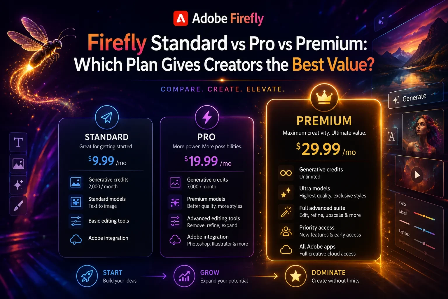 Firefly Standard vs Pro vs Premium: Which Plan Gives Creators the Best Value?